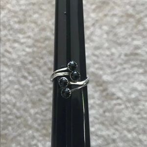 Sterling Silver Adjustable Black Onyx Wrap/Bypass Ring